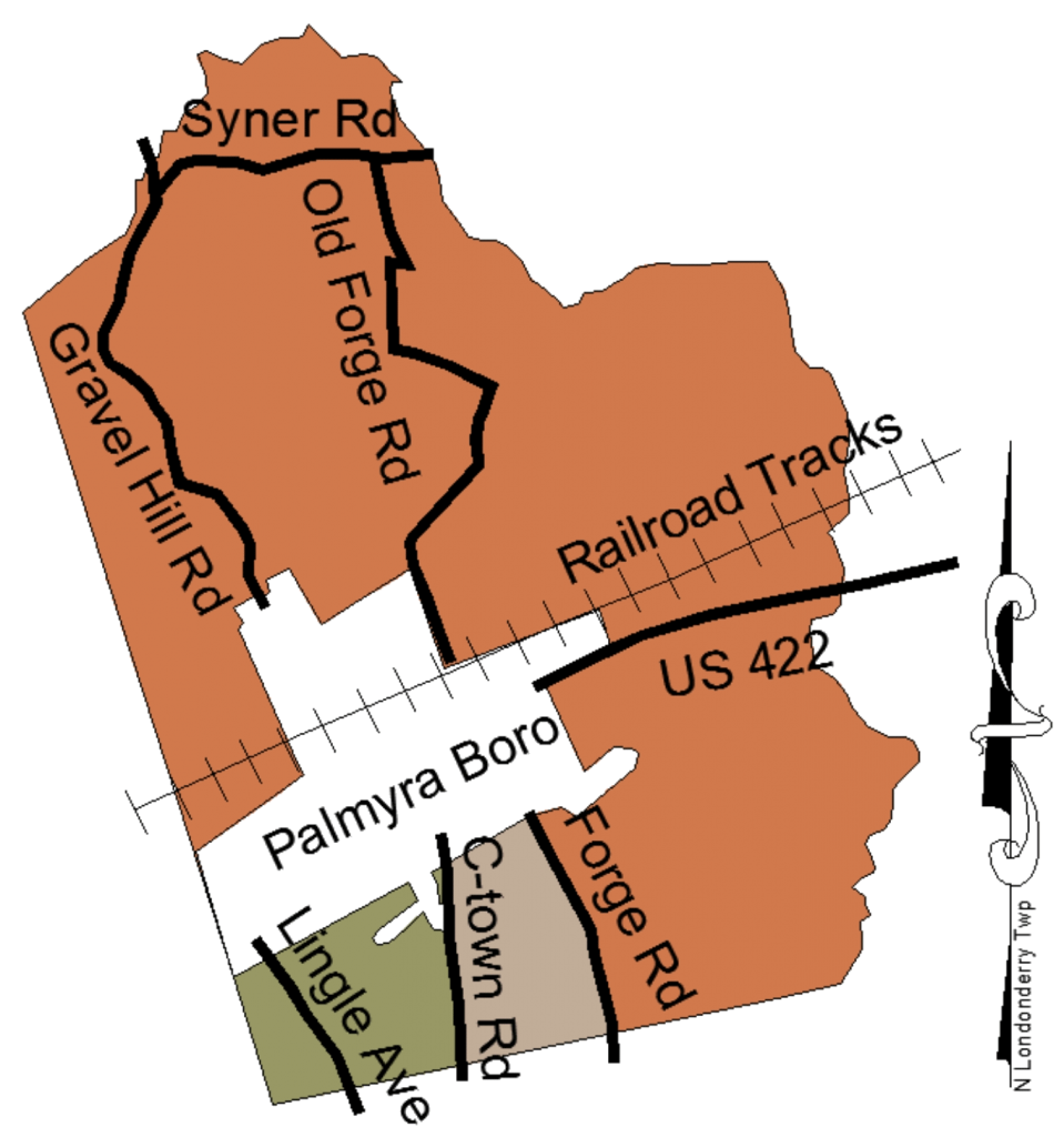 Map of North Londonderry Township, sectioned areas for Leaf pick-up