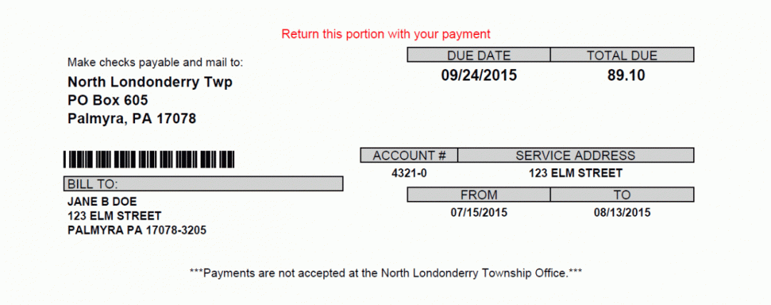North Londonderry Township - Sewer Billing
